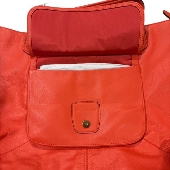 Coach Hot Orange Leather Logo Tote - Picture 3 of 5
